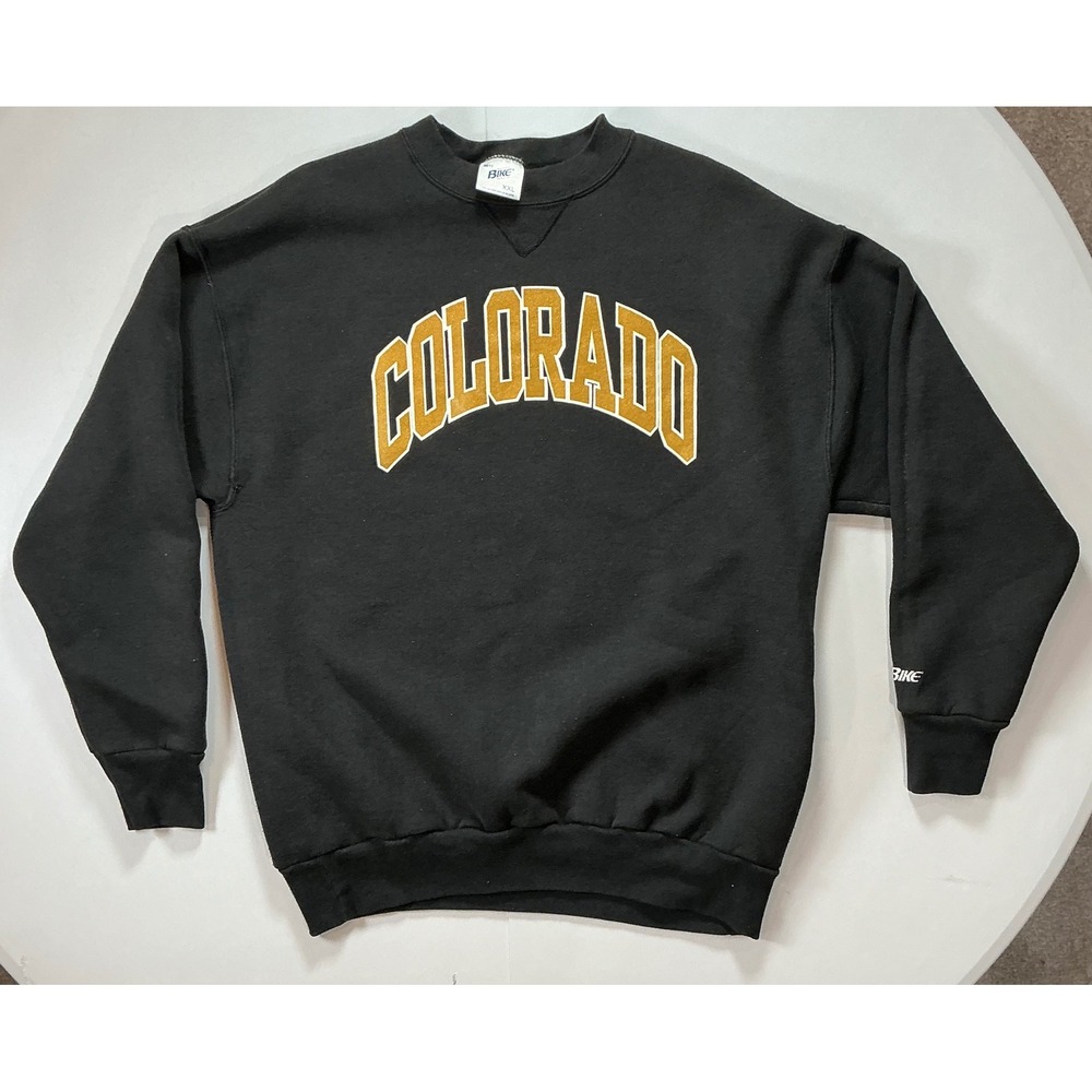VTG USA Made 90s Bike Colorado Buffaloes CU Sweatshirt Mens 2XL Black Preppy